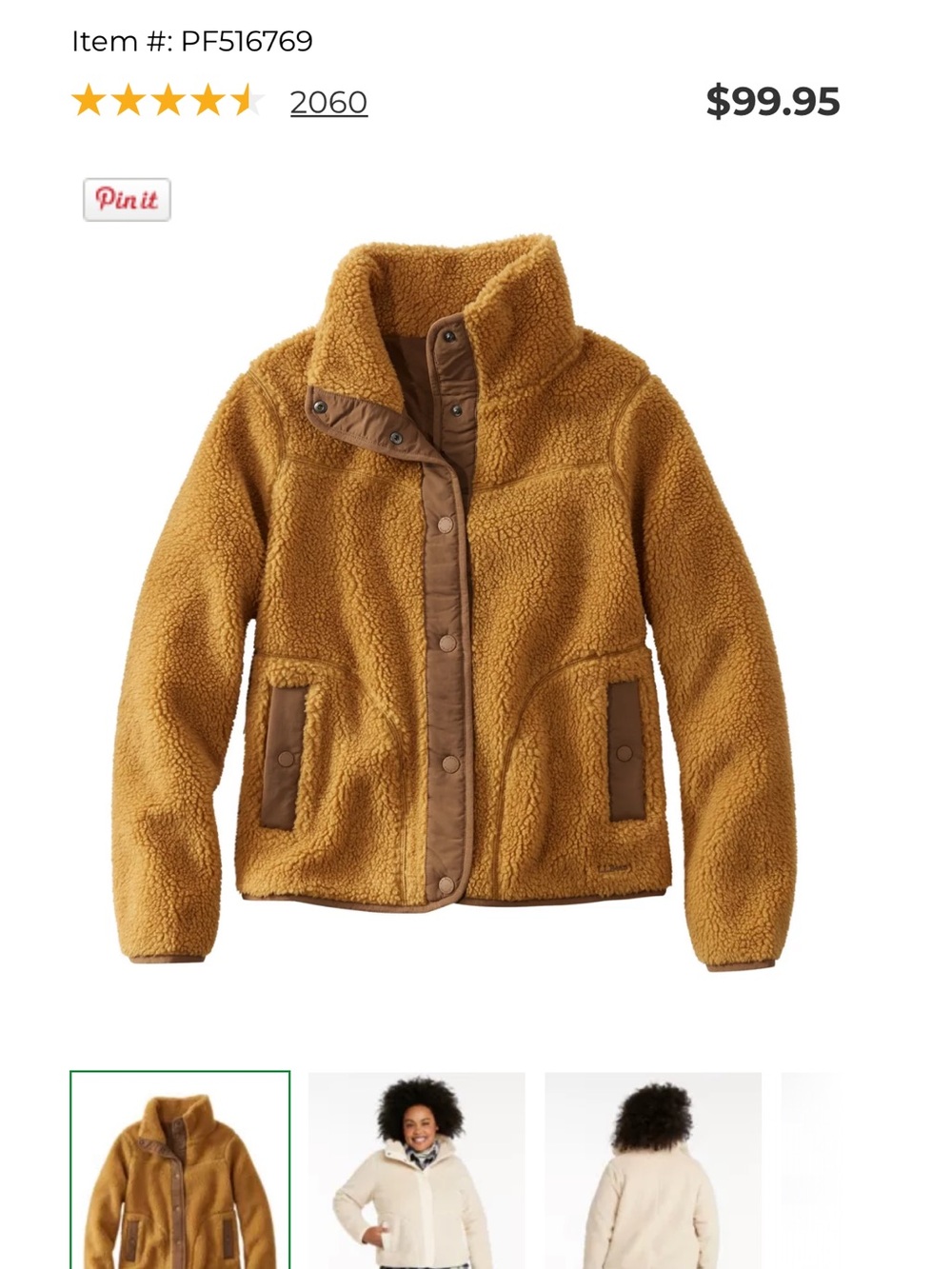 Women’s L.L. Bean Sherpa Jacket in Mustard - Cozy Winter Coat
